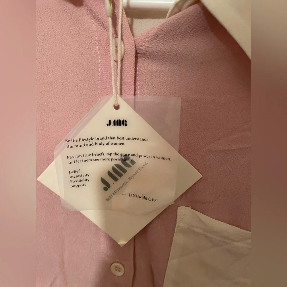 Cute abstract pink and cream button up S, last chance-donating 9/15 - Picture 2 of 4